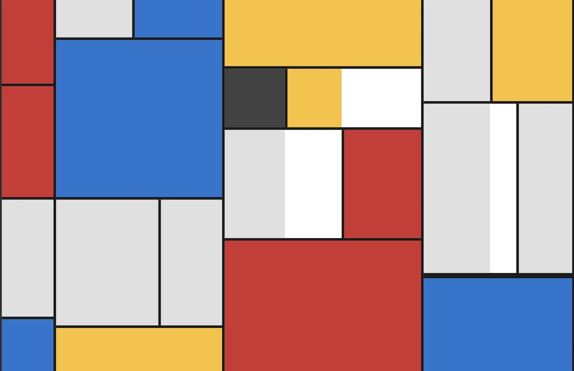 Geometric grid of red, blue and yellow blocks